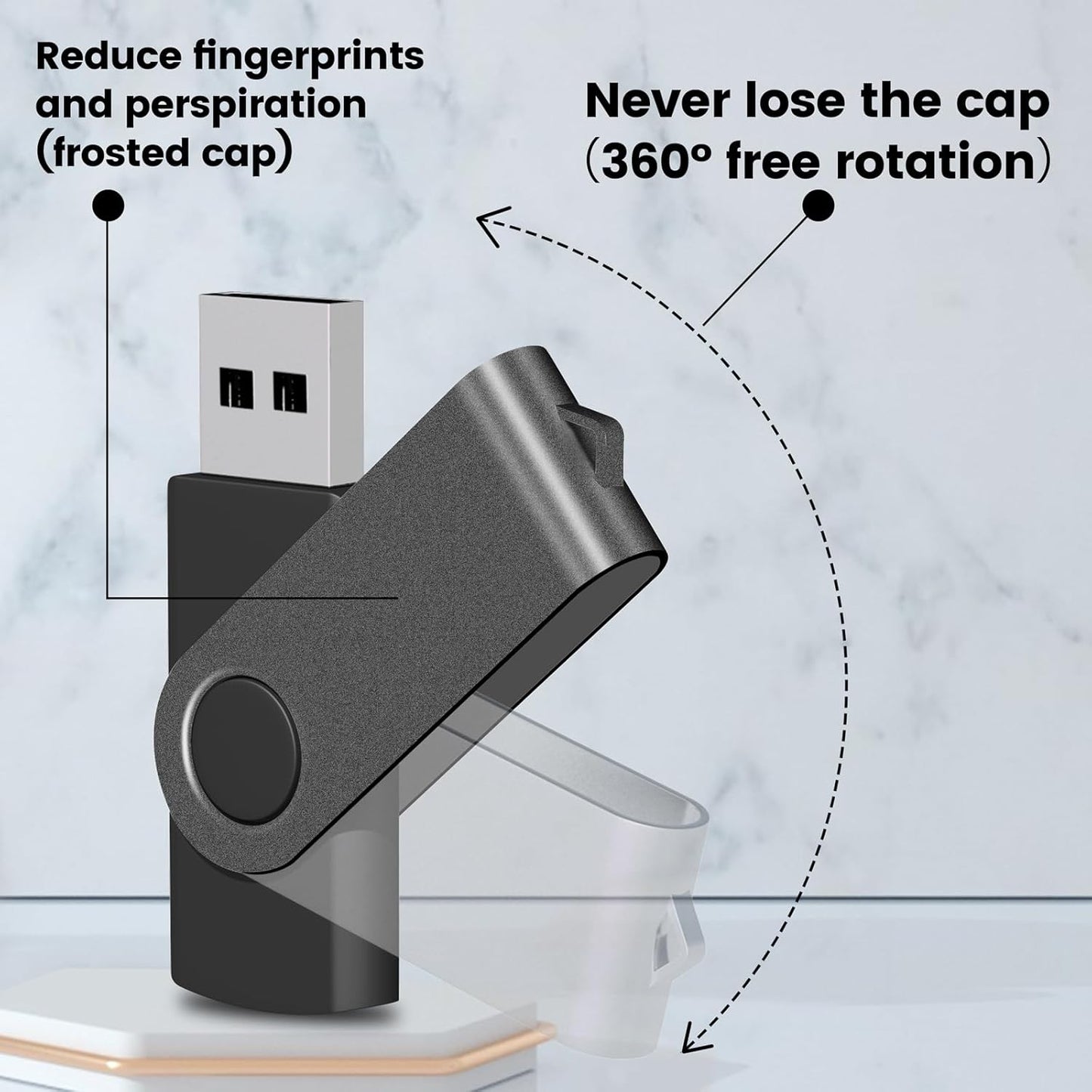 EASTBULL Flash Drive Bulk 8GB USB 100 Pack with Lanyards USB 2.0 Thumb Drive Bulk Memory Stick Swivel Pen Drive for Storage and Backup(8GB 100Pack, Mixed Color)