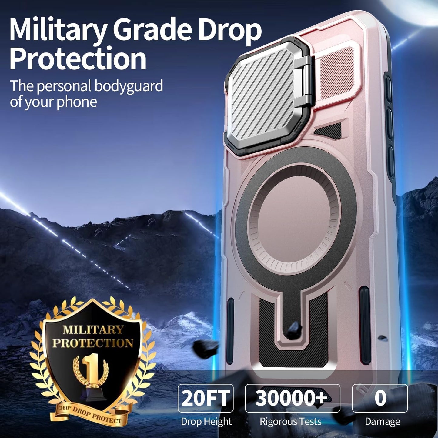 Camera Stand Case for iPhone 15 Plus, [Compatible with Mag Safe] [Lens Cover] 2024 Version Military Grade Protective Soft Case for iPhone 15 Plus 6.7 inch Men Women, Pink