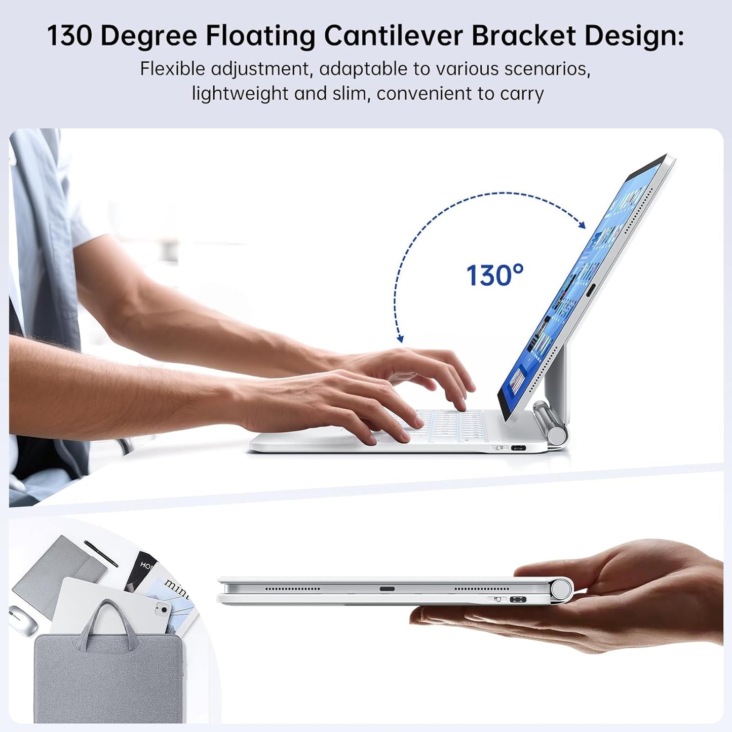 Keyboard Case with Stylus Pen for ipad Air 11-inch (M3 2025,M2 2024)iPad Pro11 in(1st/2nd/3rd/4th Generation) Magic-Style Magnetic Keyboard Case,Multi-Touch Trackpad 10.9” iPad Air 4th/5th Gen.(white)