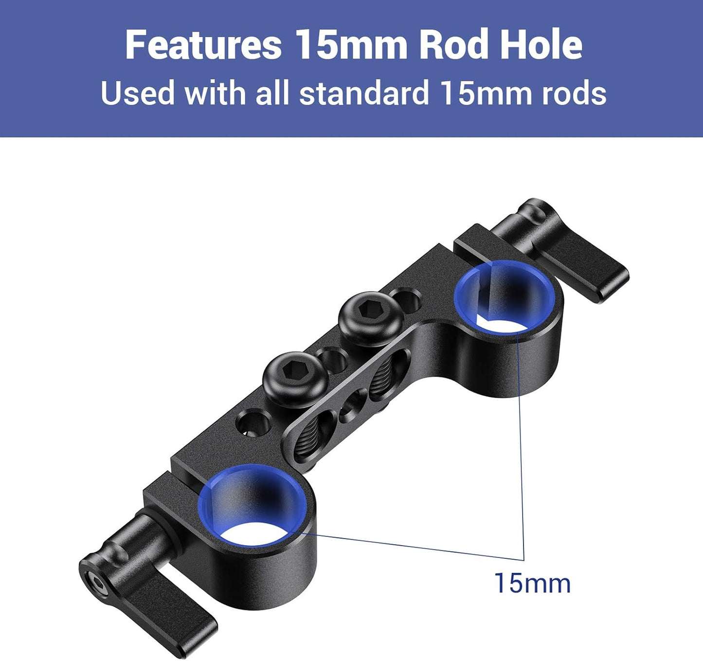 SmallRig Super Lightweight 15mm Railblock, Rod Clamp with 1/4"-20 Thread for Sony for Canon and Other 15mm DSLR Camera Rig Shoulder Support Rail System, Pack of 2-2061