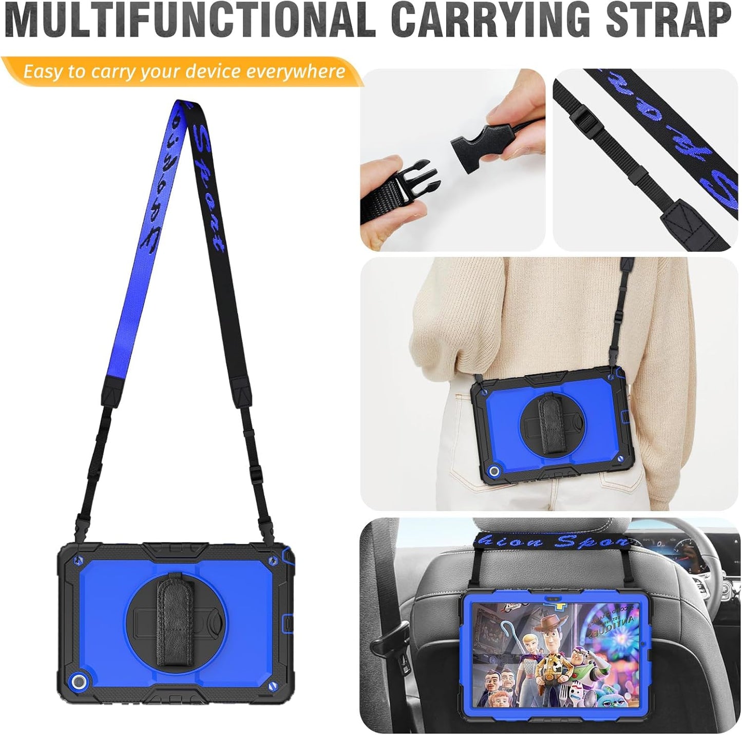 HXCASEAC Case for Samsung Galaxy Tab A9+ Plus 11 Inch, Protective with Screen Protector/Hand Strap/Pen Holder, Sturdy Shockproof for Samsung A9 Plus Tablet Case SM-X210 SM-X216 SM-X218 - Blue