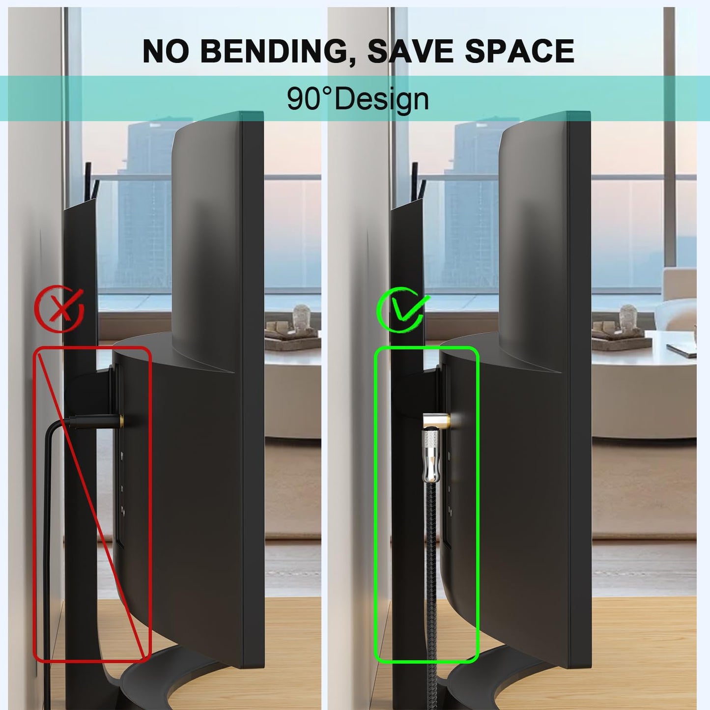 EMK Premium 24K Gold-Plated Right Angle Optical Cable – 90° Toslink to Toslink (2.4M/8Ft), 360° Rotatable for Soundbars, TVs & Home Theater