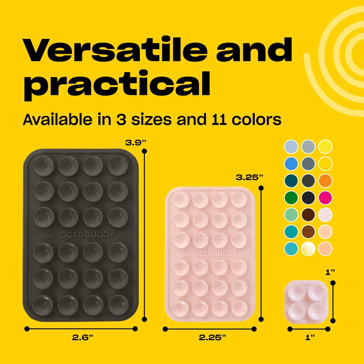 Classic MAX - Silicone Suction Phone Case Adhesive Mount - Hands-Free, Strong Grip Holder for Selfies and Videos - iPhone and Android Compatible - 2.6″ x 3.9″, Black Oyster