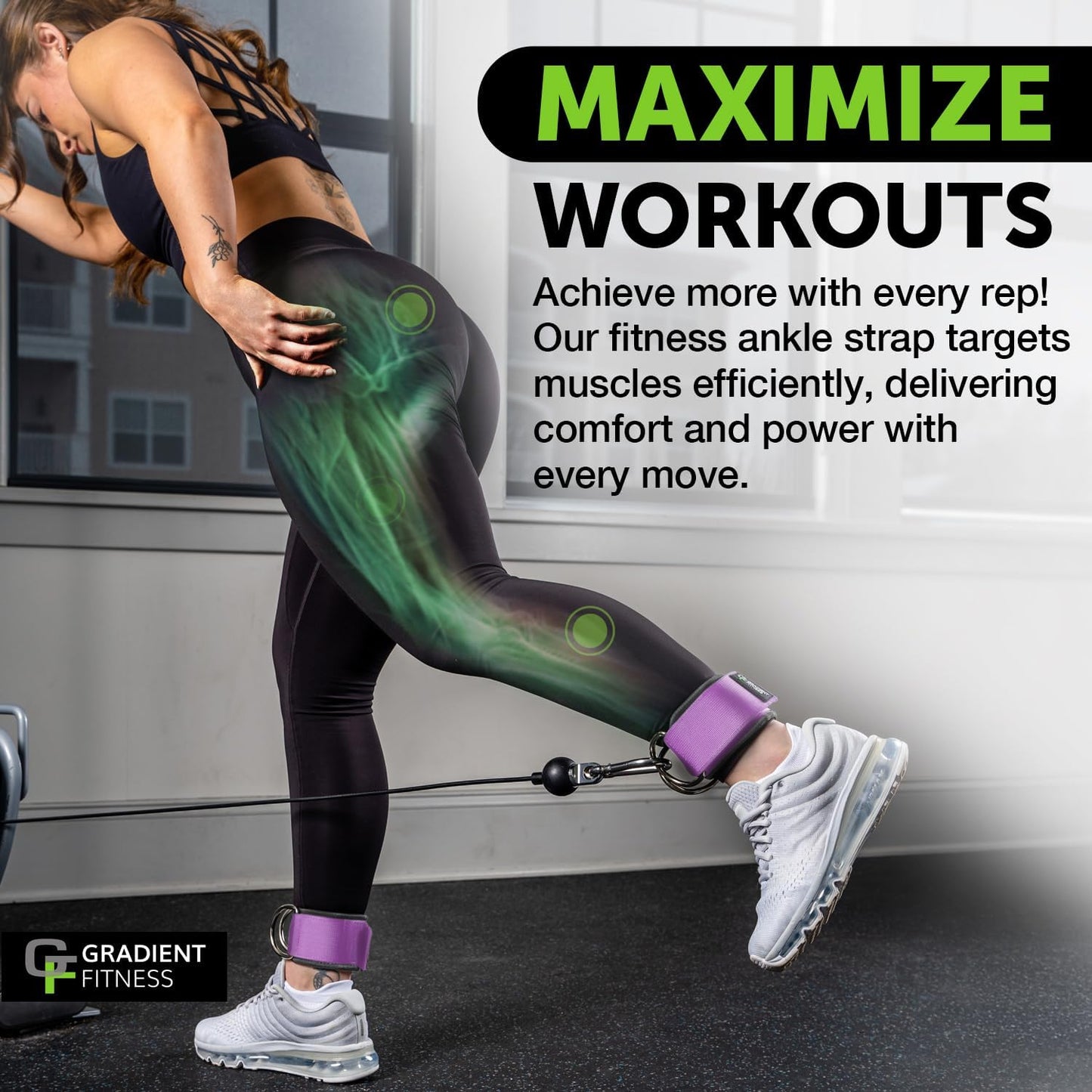 Gradient Fitness Ankle Straps (2 Pack) | Ankle Strap for Cable Machine, Ankle Bands for Working Out, Cable Ankle Strap