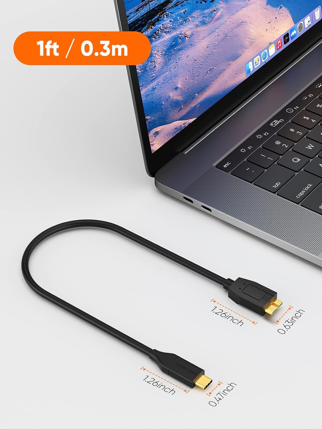 CableCreation 1FT*2 USB C to Micro B Cable,10Gbps Speed External Hard Drive Braided,USB 3.1 Type C to Micro B Work for iPhone 15/16,Seagate WD Westgate My Passport,MacBook Pro,iPad/Tablet,Black