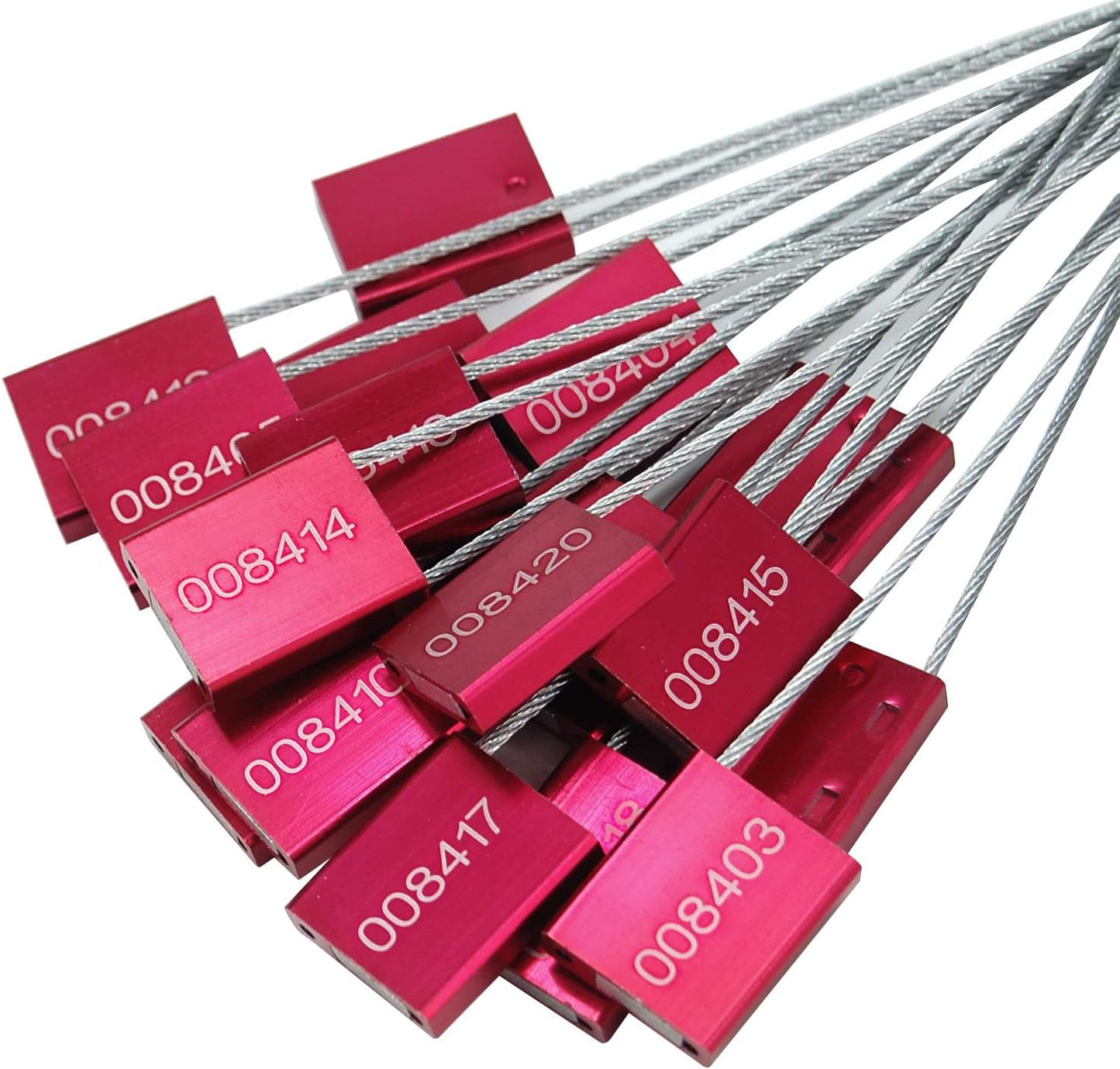 High Security Cable Seals Metal Container Seals Pull Tight Alumium Shipping Security Tags for Logisitics ISO 17712 Certificated (Pack of 100, Red)