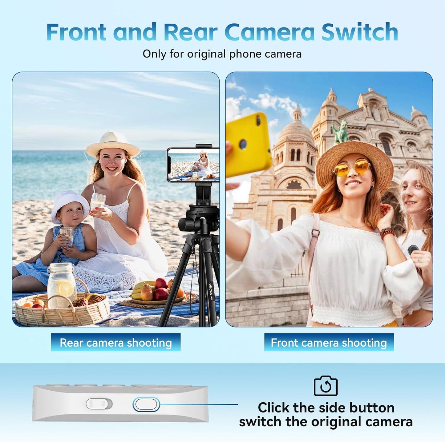 Bluetooth Camera Remote Shutter with Zoom and Front/Rear Camera Switch for Photo and Vlogging,Cllphone Remote Clicker for iOS & Android Smartphone, Wireless Video Scrolling for Tiktok