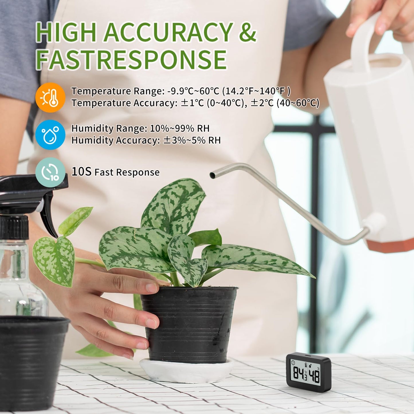 DOOMAY Mini Hygrometer Indoor Thermometer, Digital Humidity Gauge with Celsius Fahrenheit Switch Button,Humidity Meter Temperature Monitor for Babyroom Cellar Reptile Incubator Closet,2-Pack,Black