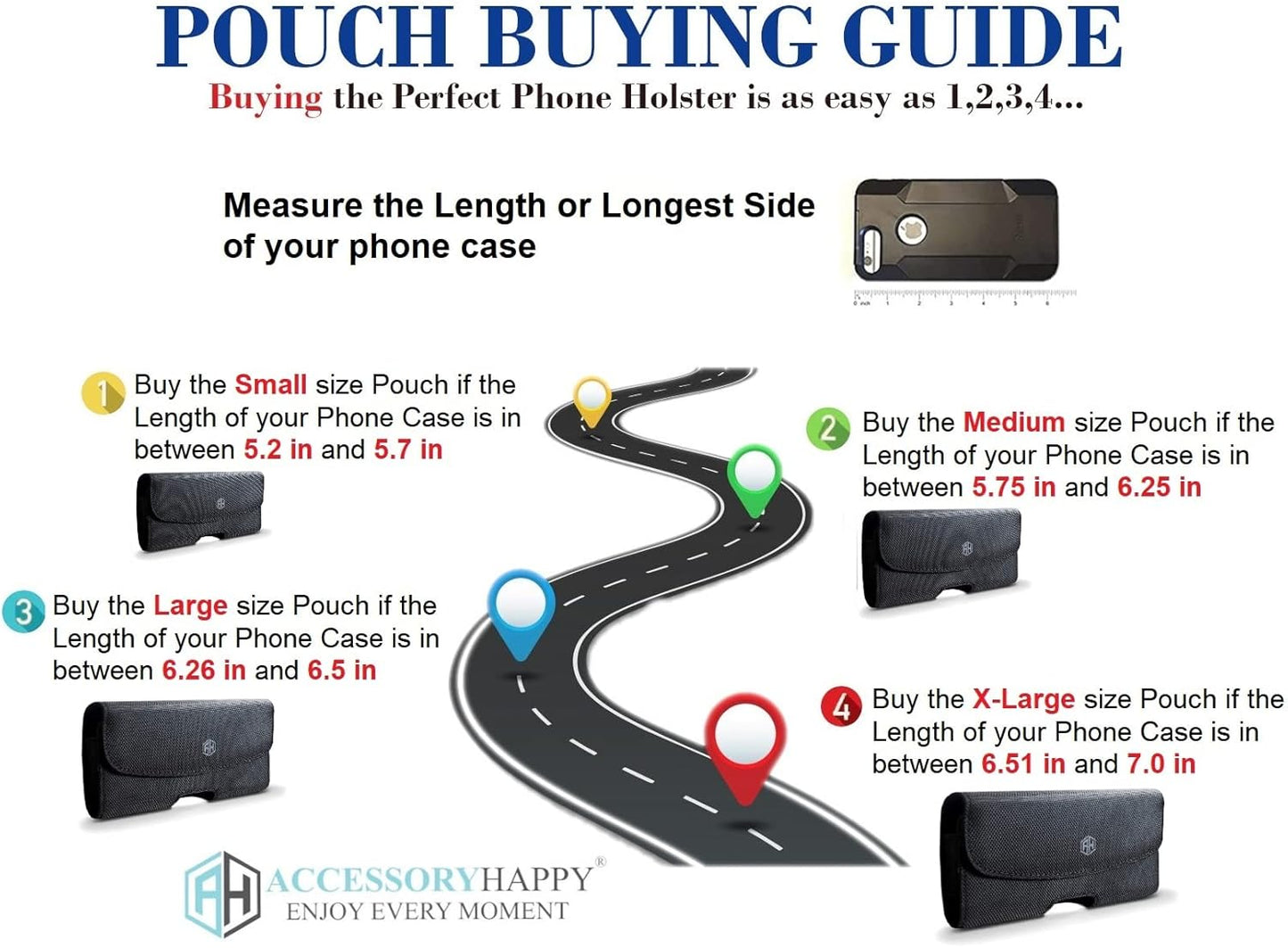 AH Men Phone Belt Holder Pouch Cell Phone case Nylon Phone Holster with Belt Loop Belt Clip for iPhone16 Plus 16 Pro Max 15 Plus, S24 S25 Ultra Clip Pouch fits Otterbox/Thick Case (X-Large)