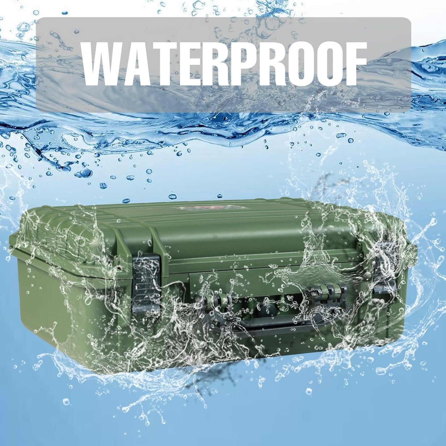 18x 13.8x 8 Inch Hard Case, Portable Weather Waterproof Protective Camera Case with Customizable Foam, Fit Use of Drones, Camera, Equipments Green