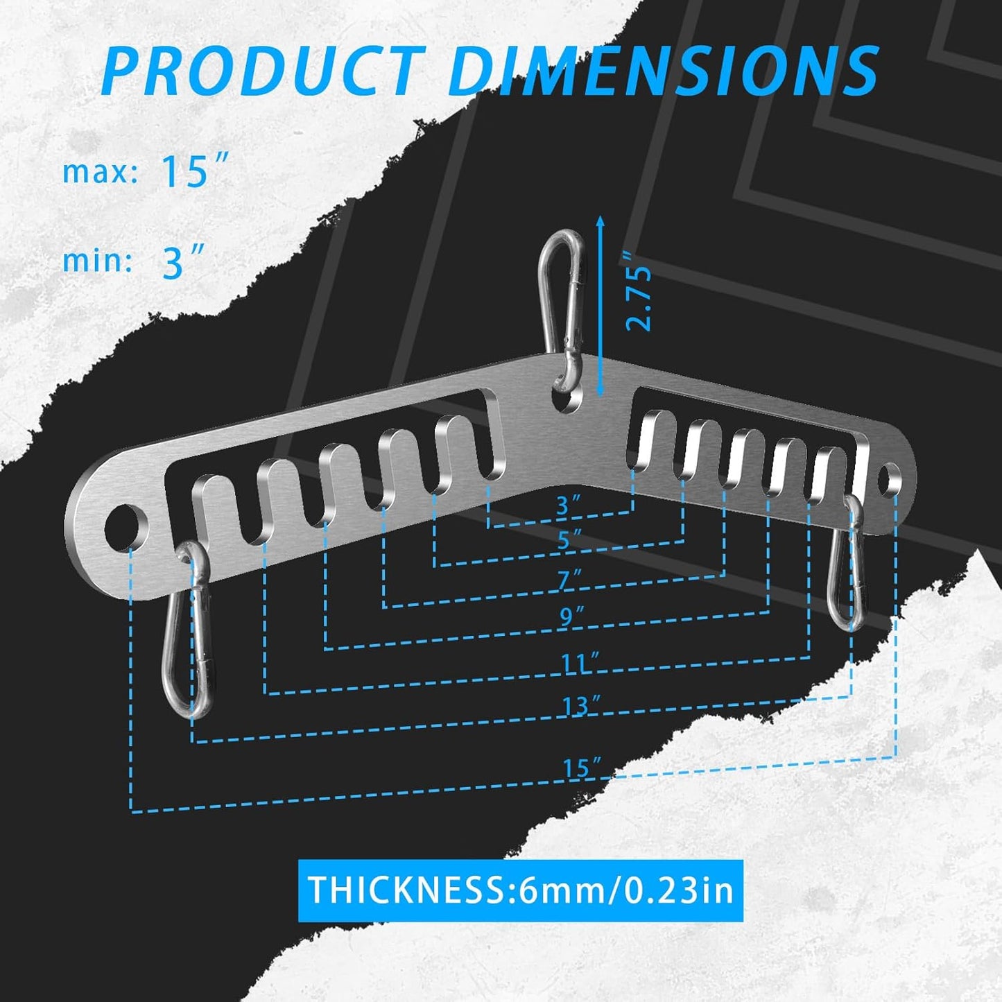 Double to Single Adaptor Plate for Cable Pulley Machines Durable Solid Stainless Steel with 3 Carabiners Suitable for Dual Cable Machines LAT Pulldown, Shoulder & Biceps Exercises