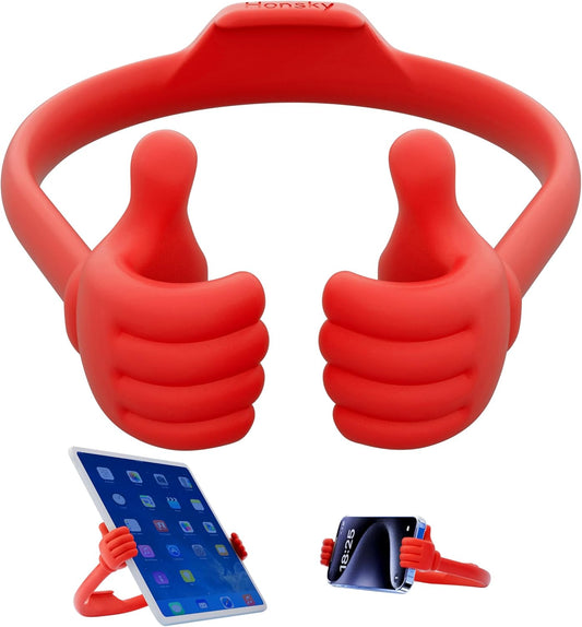 Honsky Thumbs Up Tablet Stand - Portable Monitor Stand Holder for Desktop, Universal Cute, Red