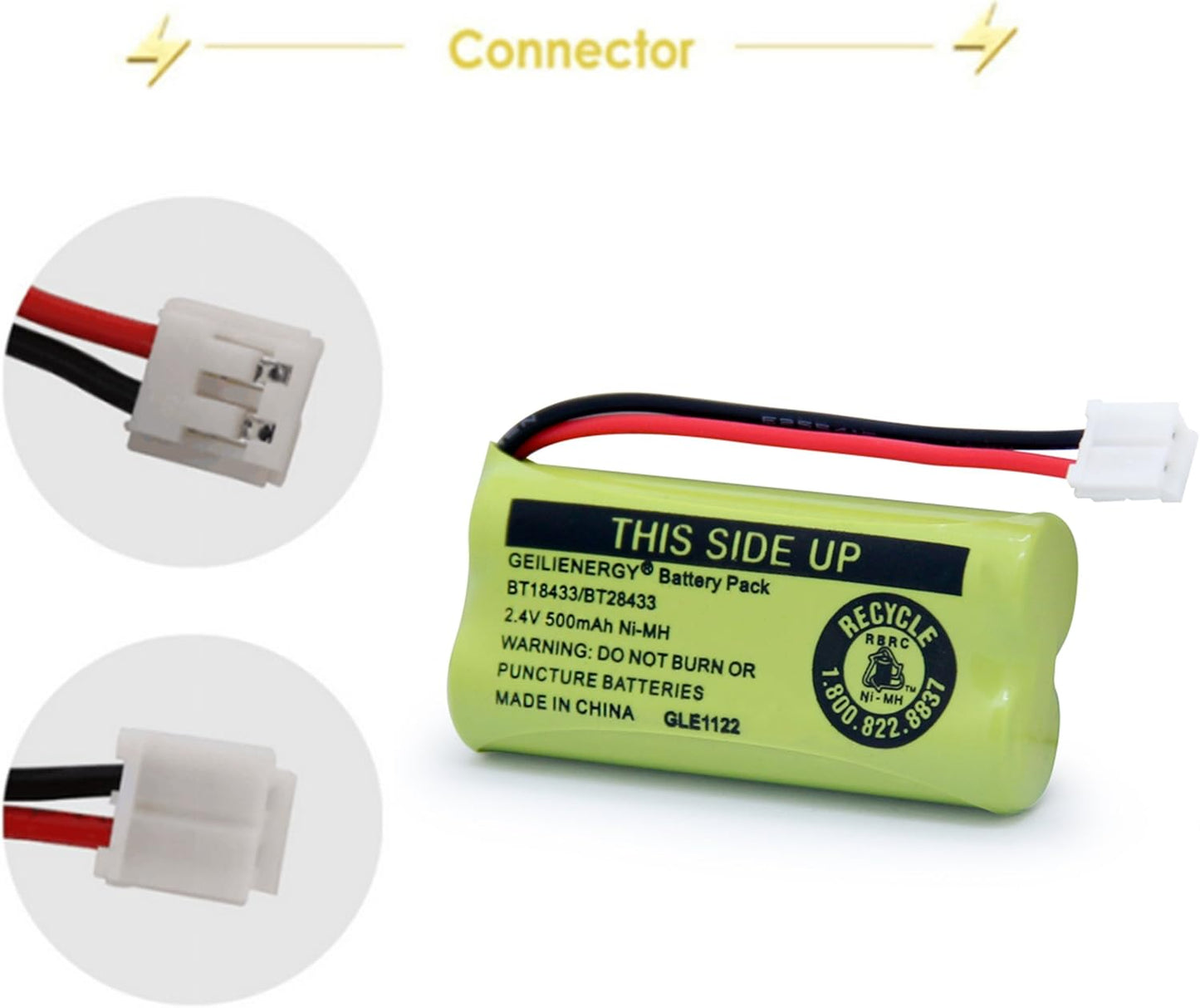 GEILIENERGY BT18433 BT28433 BT184342 BT284342 BT-1011 Battery Compatible for Cordless Phone CS6209 CS6219 CS6229 DS6151 CL80100 CL80109 DCX400 Handset (Pack of 2)