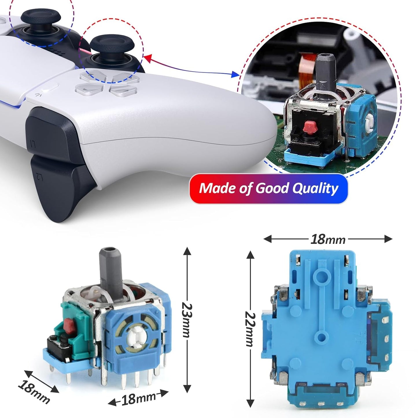 for PS5 Joysticks Replacement for Sony PlayStation 5 PS5 Controller Joystick Replacement for PS5 Analog Stick Replacement Module Potentiometer for PS5 Joystick Thumb Stick Replacement Part (2Pack)