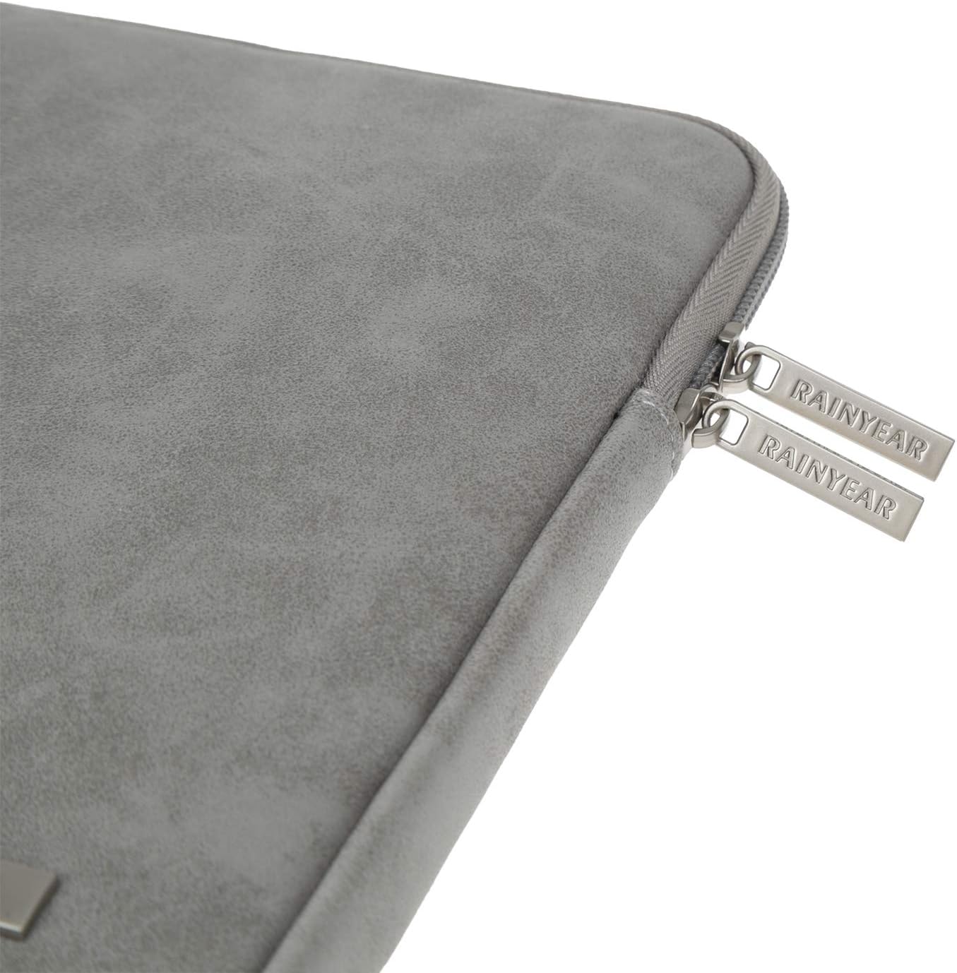 RAINYEAR 11 Inch Laptop Sleeve PU Suede Leather Case Protective Padded Cover Water Resistant Carrying Bag Compatible with 11.6 MacBook Air Surface Pro for 11 Notebook Computer Tablet Chromebook(Gray)