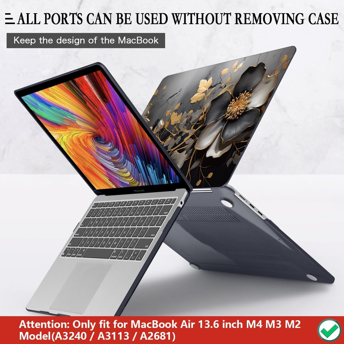 CISSOOK Compatible with MacBook Air 13.6 inch 2025 2024 2023 2022 Release M4 A3240 M3 A3113 A2681 M2, Floral Hard Shell Case Keyboard Skin Cover Screen Protector - Abstract Oil Painting