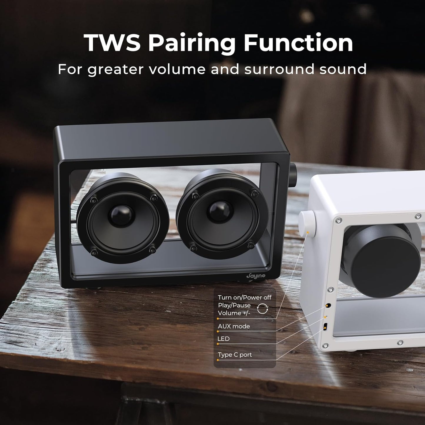 Cassette Portable Bluetooth Speaker, 20W Minimalist Speakers Bluetooth Wireless Loud, HD Powerful Sound and Wide Compatibility V5.3 for Indoor Outdoor - Black