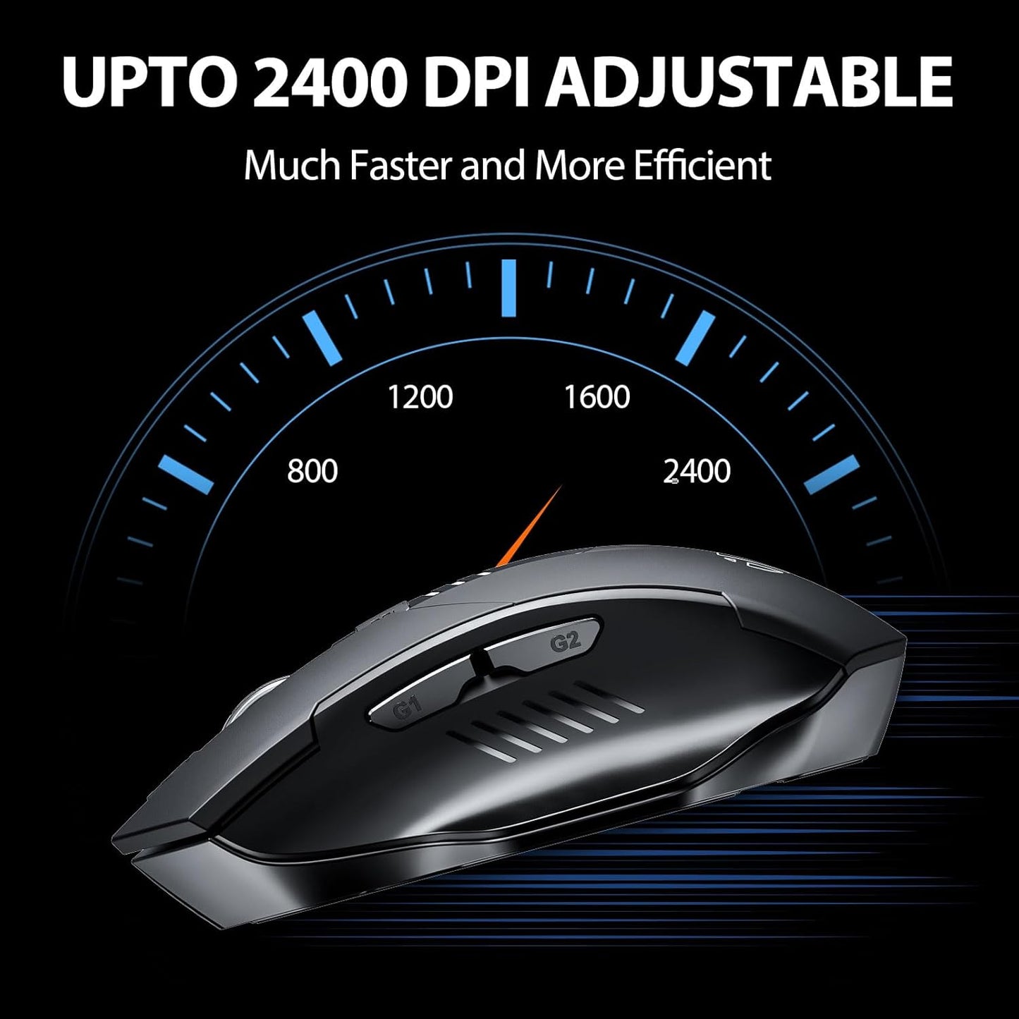 INPHIC Wireless Mouse Rechargeable, Upgraded Visible Battery, 2400 DPI, Silent Ergonomic Computer Wireless Mouse for Laptop, Mac, PC etc.