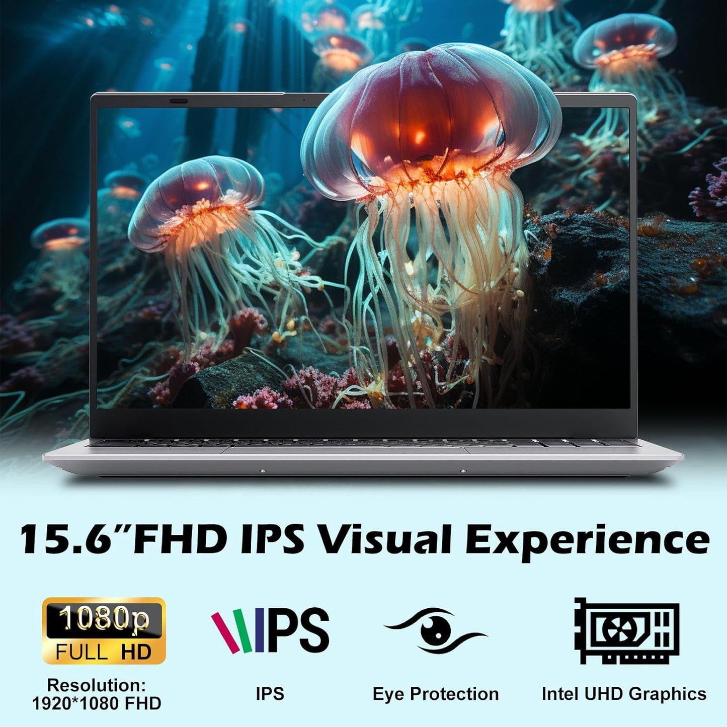 2025 Gina Laptop Computer 15 15.6 Inch FHD for Students & Busiess, 16GB RAM, 1TB SSD, Intel Quad-Core N100(Beat to i3-1115G4, Up to 3.4GHz), Type-C, Webcam, Fingerprint, Free Office, Windows 11 Pro