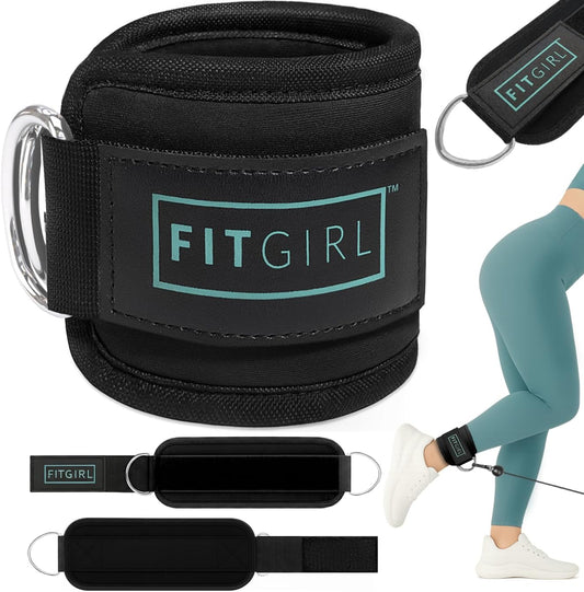FITGIRL - Ankle Strap for Cable Exercise Machines, Work Out Cuff Attachment for Home & Gym, Glute Workouts - Kickbacks, Leg Extensions, Hip Abductors, for Exercise Machine Attachments