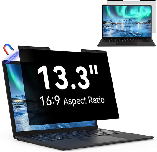 Magnetic Laptop Screen Privacy Shield 16:9 Aspect Ratio Anti-Glare Blue Light Monitor Protector, Removable 13.3in Film for Lenovo HP Acer Asus Thinkpad Envy Xps
