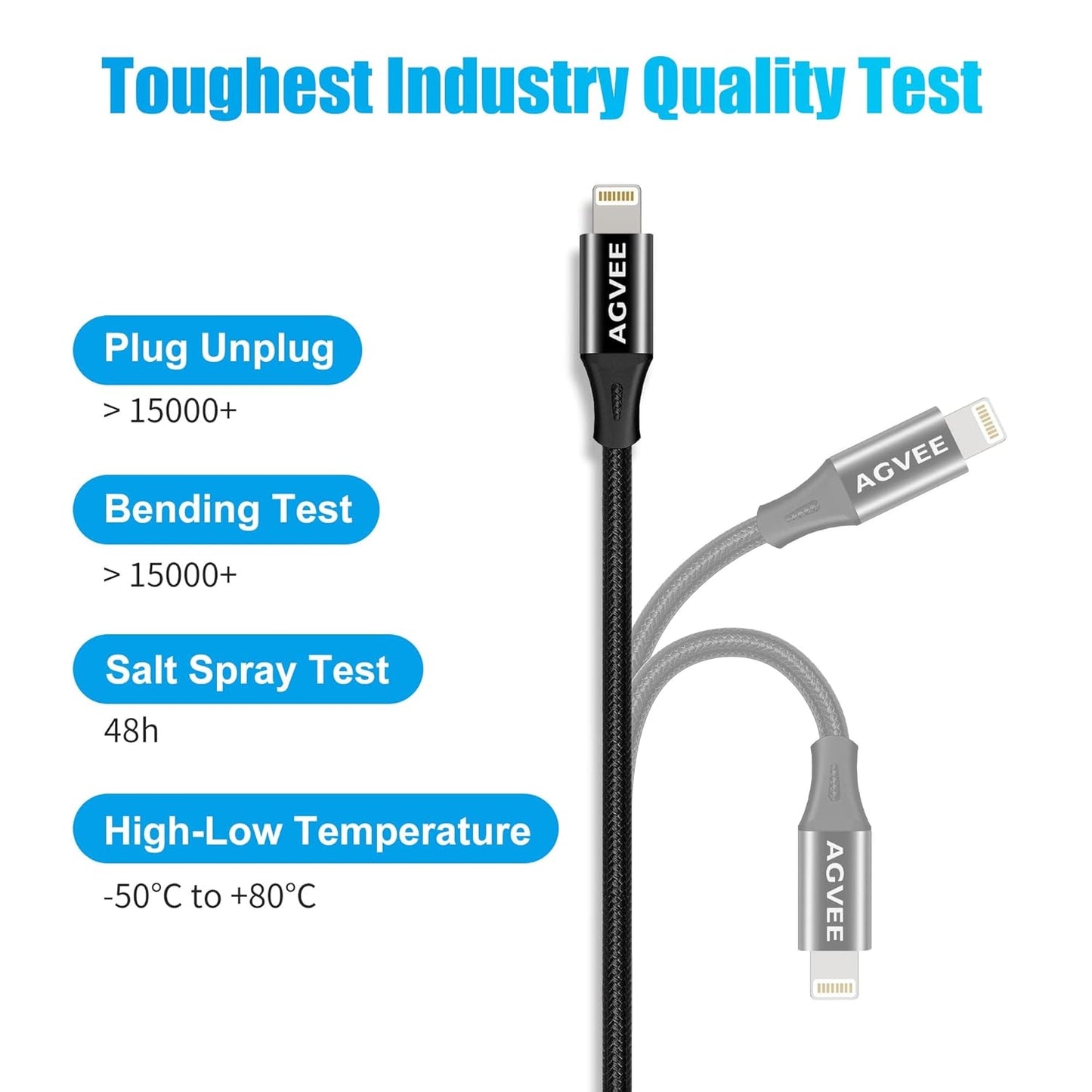 AGVEE 2 Pack 4 inch USB-C Female to Lightning Male Adapter, 30W Fast Charging Charger Converter for iPhone 14 13 12 11 Airpods iOS Device Carplay, Not for Audio, Black