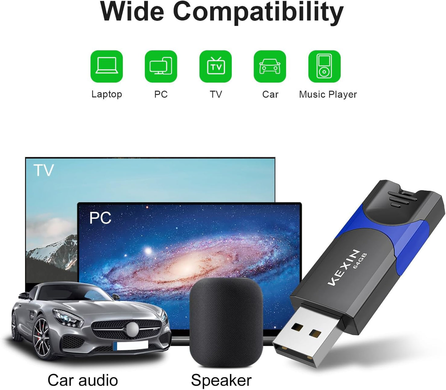 KEXIN Flash Drive 64GB Thumb Drive 5 Pack 64 GB USB Flash Drive USB 2.0 Memory Stick 64G Thumb Drives Jump Drive Data Storage (64GB, 5 Mixed Colors)