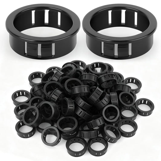 100PCS 7/8" Black Cable Snap Bushing Grommet, Snap in Cord Bushing Protect Cables