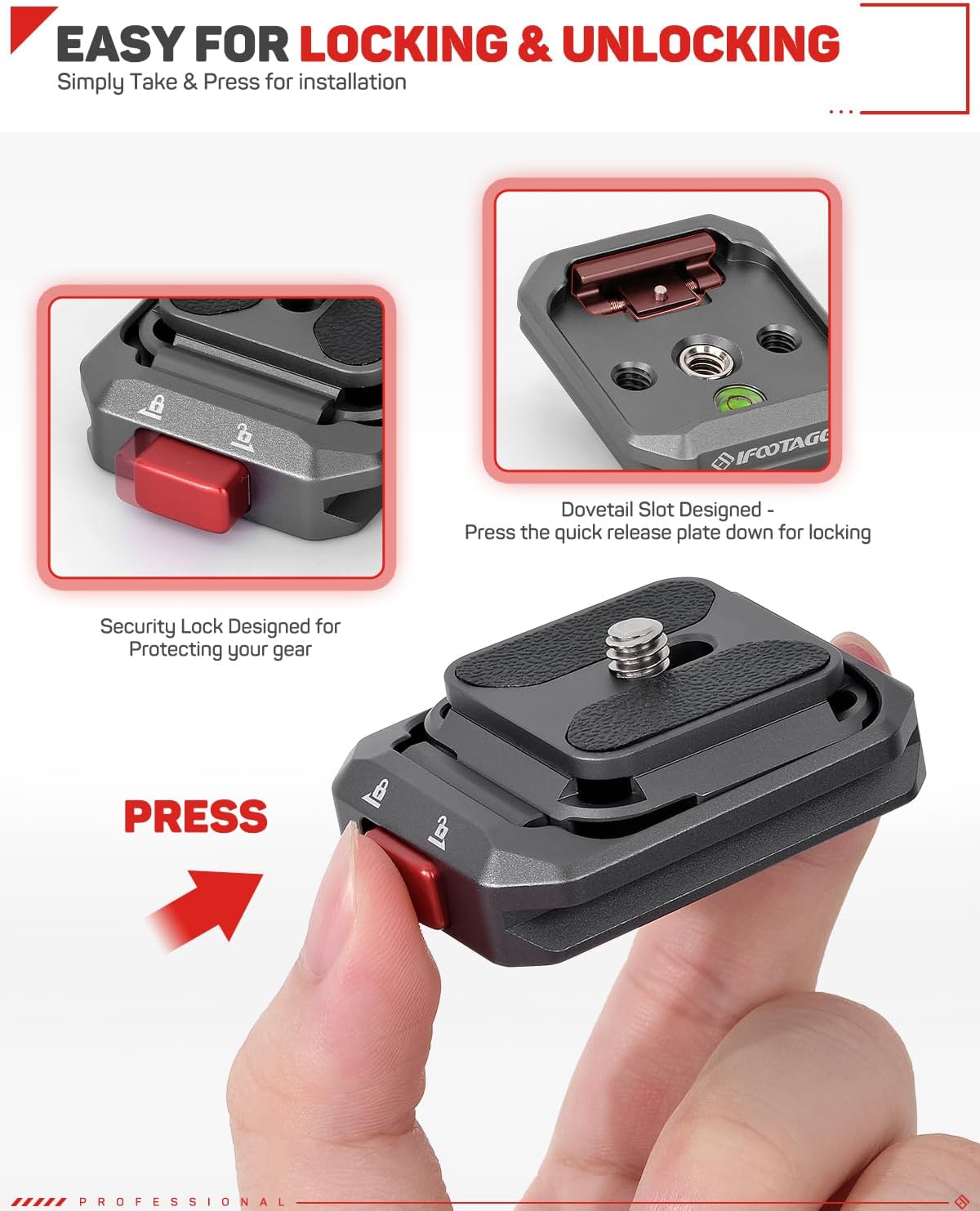 IFOOTAGE Q38 Quick Release Plate, Camera Quick Release, Tripod Mount Quick Release System, QR Adapter for DSLR, Tripod, Monopod, Slider, Stablizer, Quick Release Camera Mount, Q38