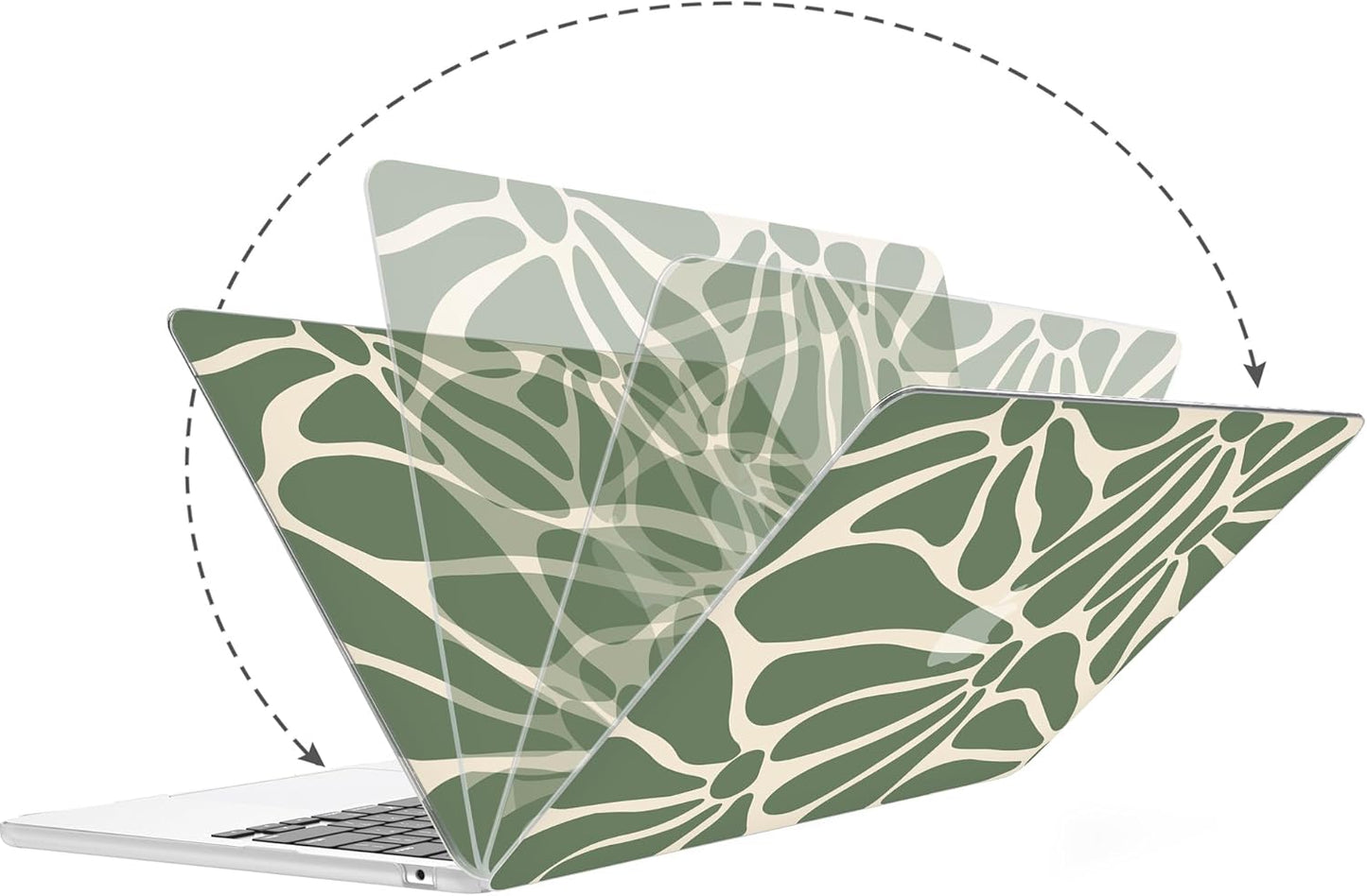 G JGOO Compatible with MacBook Air 13 inch Case 2025 2024 2023 2022 M4 A3240 M3 A3113 M2 A2681, Plastic Hard Shell for MacBook Air 13.6 inch Case + Keyboard Cover + Screen Protector, Abstract Flower