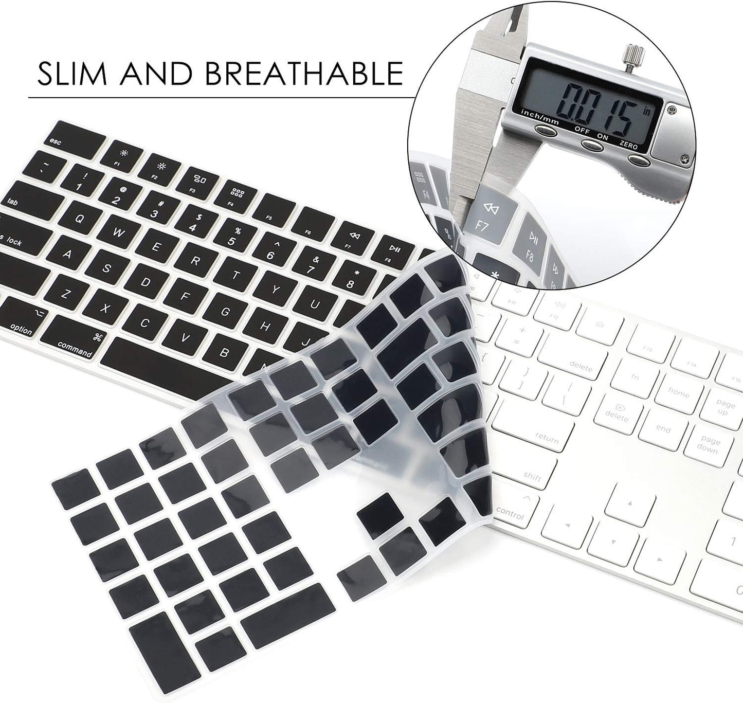 Allinside Black Cover for Apple iMac Magic Keyboard with Numeric Keypad MQ052LL/A A1843 US Layout