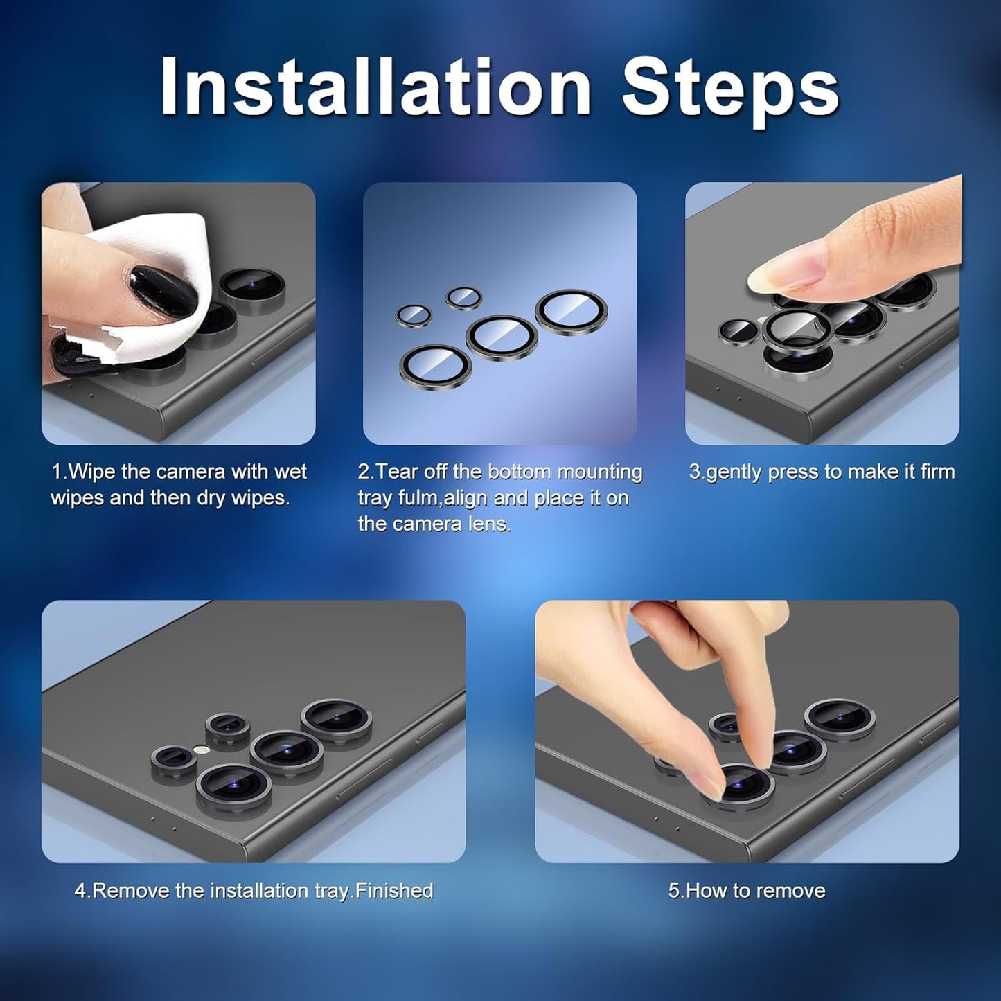 for Samsung Galaxy S23 Ultra Camera Lens Protector, Individual Metal Ring Tempered Glass Lens Cover, [Strong Adsorption] Scratch Resistant Ultra-Thin HD Clear Lens Cover, 1 Set-Purple