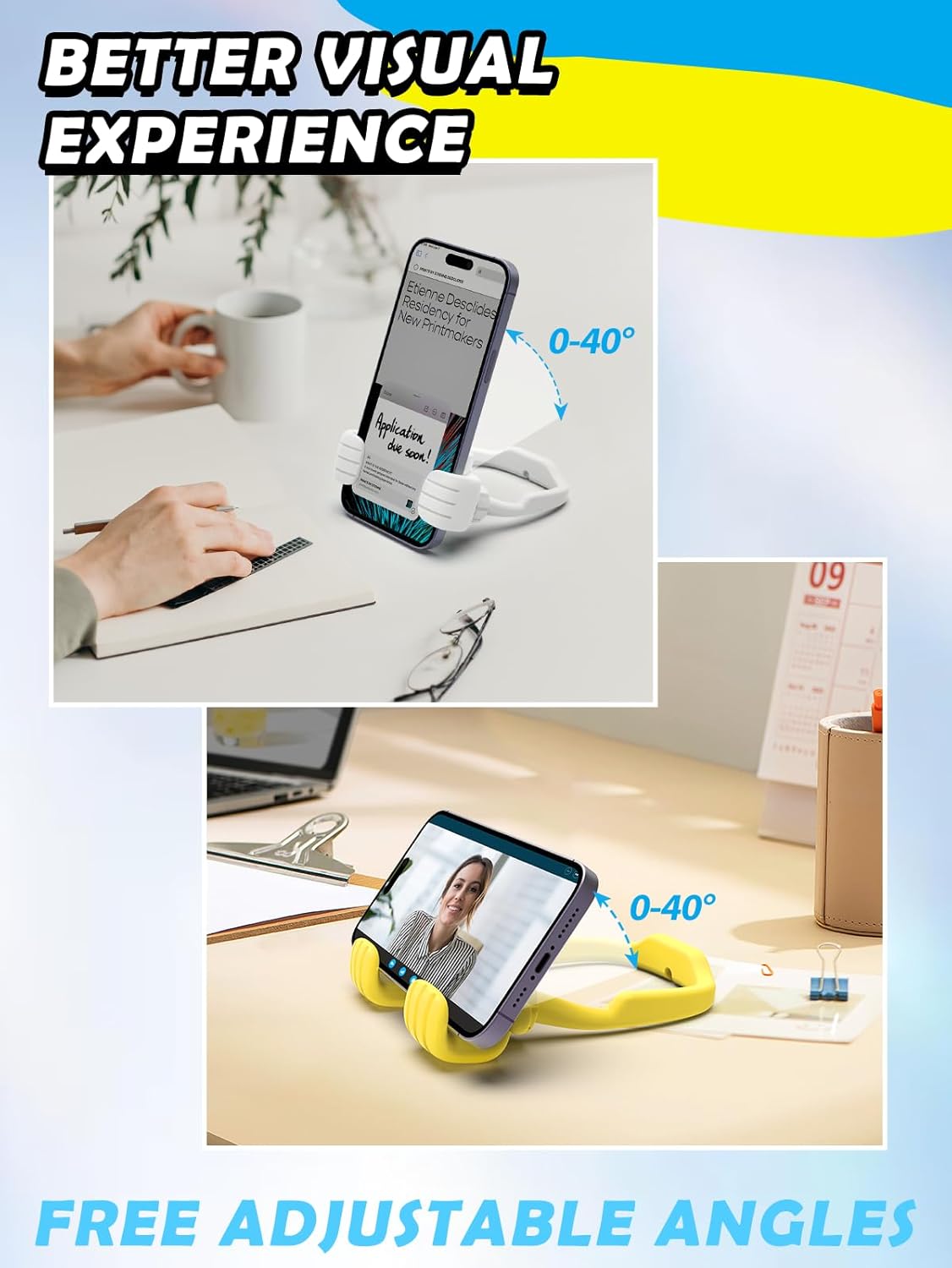 Dad Gifts for Fathers Day from Daughter Son Cell Phone Stand: 4 Pack UPGRADE Adjustable Thumbs Up Lazy Phone Holder for Desk Fun Birthday Gifts for Grandma Teens Girls Boys Adults Husband from Wife