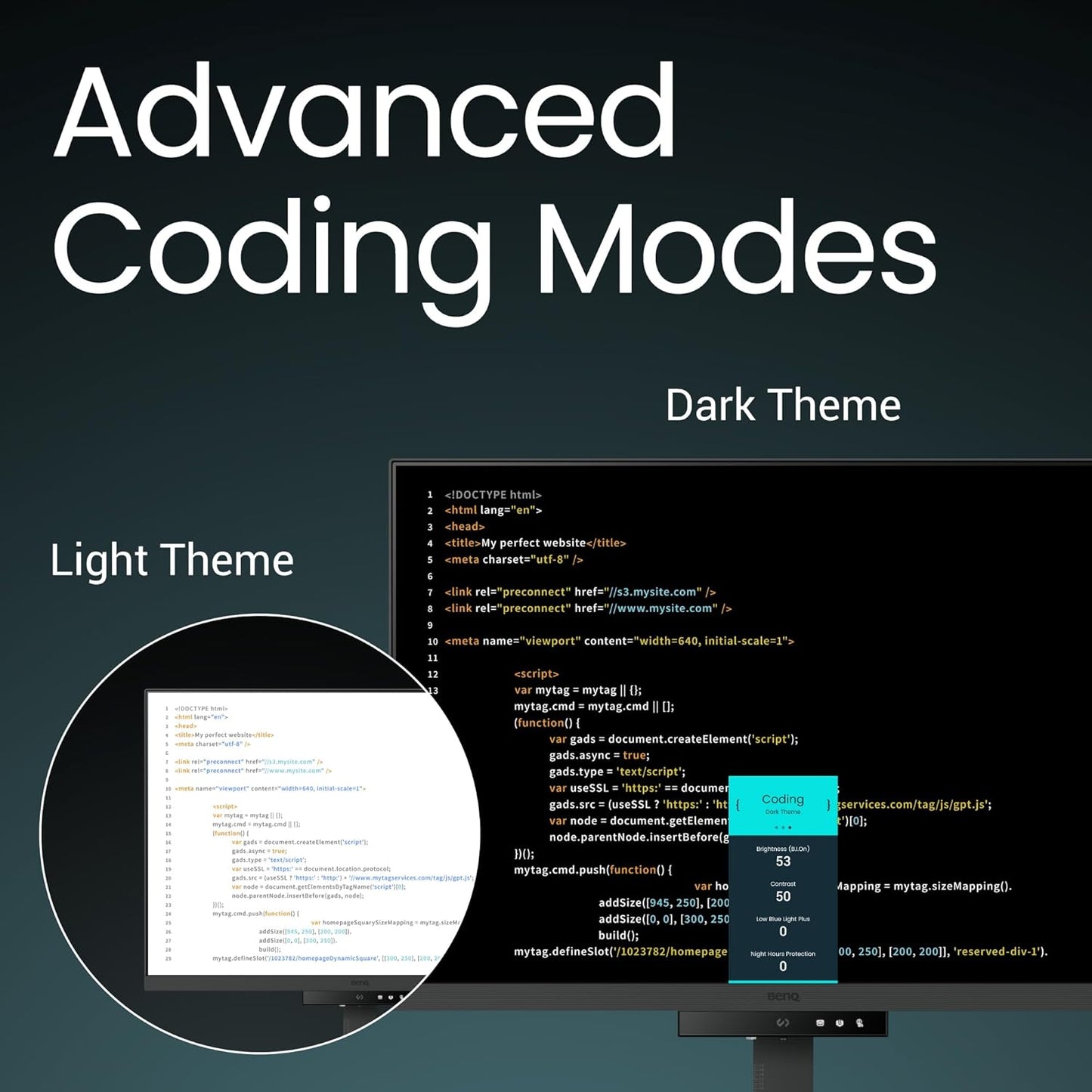 BenQ RD280U 28.2” 4K 3840x2560 3:2 Programming Monitor, Eye-Care, Nano Matte Panel, Coding Modes, MoonHalo Backlight, 90W USB-C, KVM, VESA Mount, Developer Monitor