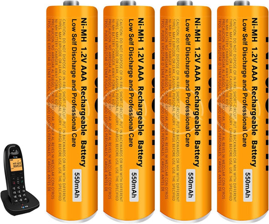 4 Pack NI-MH AAA Rechargeable Battery for Panasonic, 1.2V 550mah AAA Rechargeable Batteries for Panasonic Cordless Phones Handset, Remote Controls, Electronics