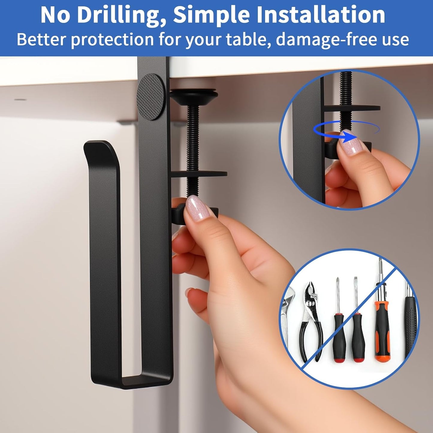 LUKETURE Adjustable Side Laptop Mount, No Drill Laptop Holder, Under Desk Storage, Clamp-On Laptops Stands, Desk Side Mount for Laptops, Mac mini, Keyboard with Anti-Scratch Silicone