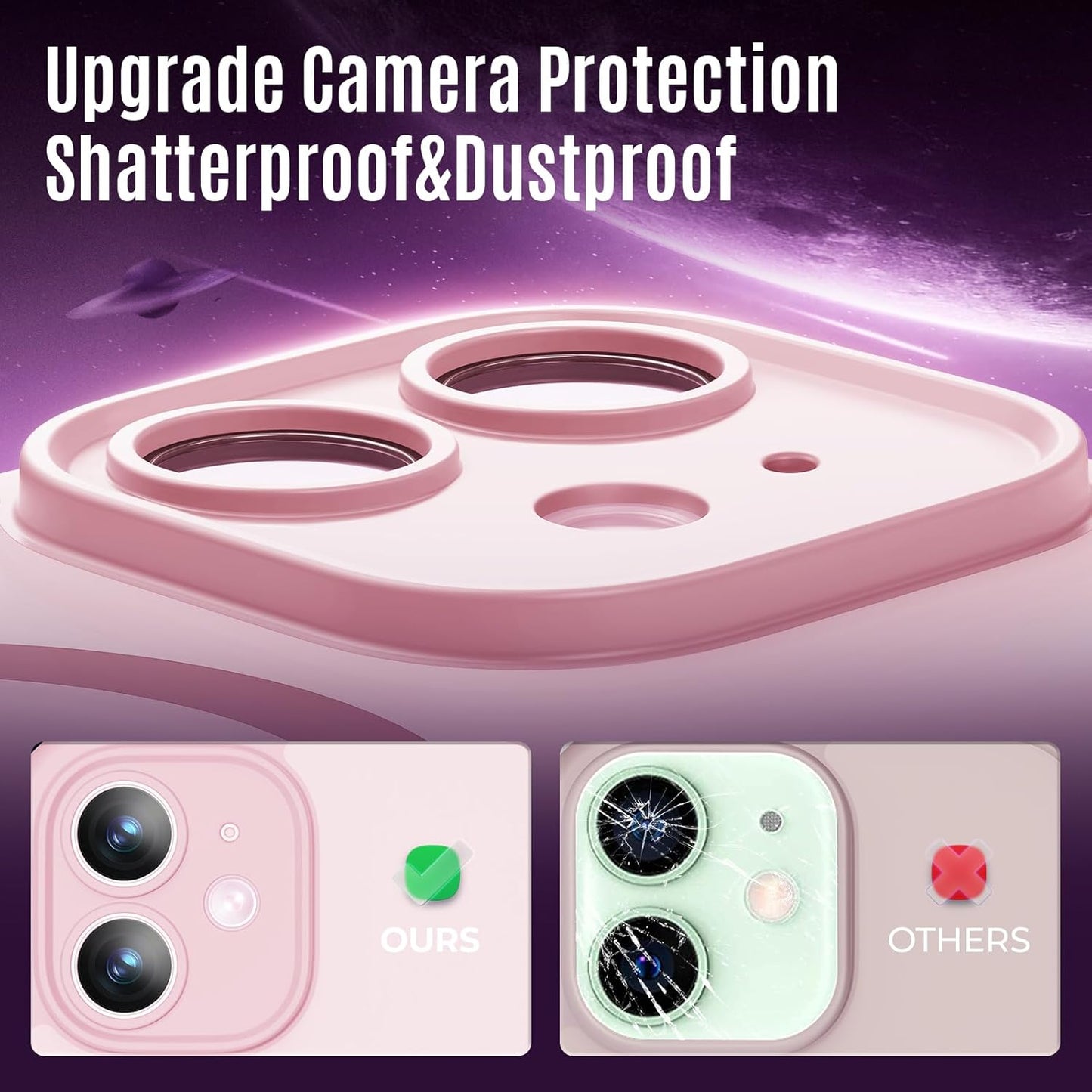 Designed for iPhone 12 Case, Compatible with MagSafe, with Privacy Screen Protectors X2, [Camera Protection] [15FT Military Drop Protection] Shockproof Phone Case, 6.1", Pink