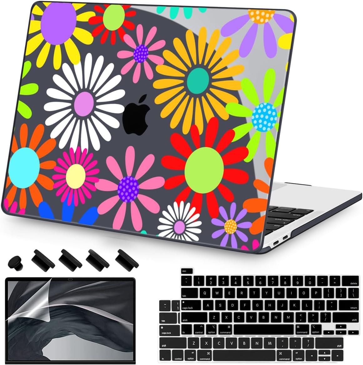 Teryeefi for MacBook Pro 13 inch Case 2025 2024 2022 2021 2019 2018 2017 2016 Release fits Model A2338 M2 M1/A2289/A2251/A2159/A1989/A1706, Design Hard Shell with Keyboard Cover, Abstract Flowers A001