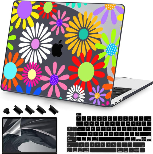 Teryeefi for MacBook Pro 13 inch Case 2025 2024 2022 2021 2019 2018 2017 2016 Release fits Model A2338 M2 M1/A2289/A2251/A2159/A1989/A1706, Design Hard Shell with Keyboard Cover, Abstract Flowers A001