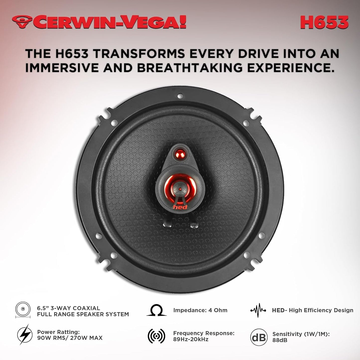 CERWIN-VEGA! HED 2025 Edition – 6.5” 3-Way Coaxial Full Range Speaker System - H653
