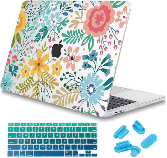 Mektron for MacBook Air 13 Case A1466/A1369 (2010-2017 Release), Snap-on Plastic Hard Shell Cover for MacBook Air 13.3 inch with Keyboard Cover,Garden Flowers