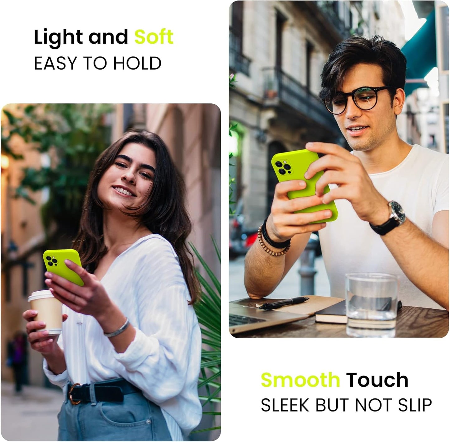 FireNova for iPhone 14 Pro Case, Silicone Upgraded [Camera Protection] Phone Case with [2 Screen Protectors], Soft Anti-Scratch Microfiber Lining Inside, 6.1 inch,Fluorescent Green