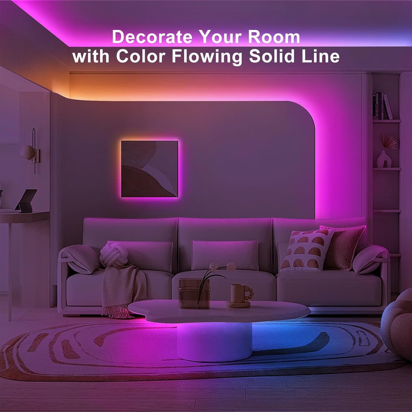 32.8ft Bluetooth RGB+IC COB Led Strip Light with App, Chasing COB Light Strip, Segmented Control, Music Sync, Color Changing Led Lights for Home Decor, Gaming, Cabinet, Desk