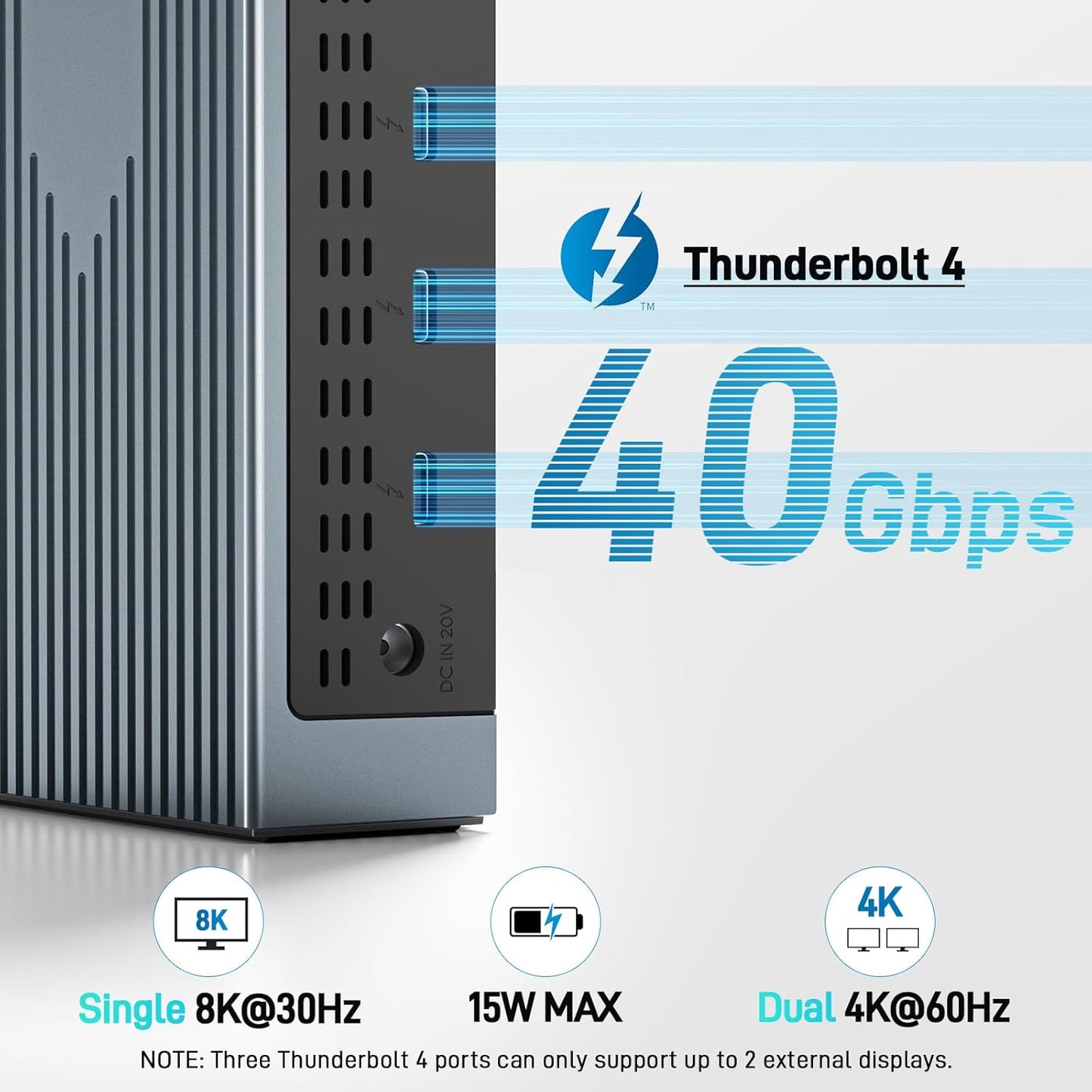 Acer Thunderbolt 4 Dock, 16 in 1 Quad Monitor DisplayLink Docking Station 40Gbps with 8K Display, 10Gbps Data Ports, 160W Power, 2.5G Ethernet, SD 4.0 Card Reader USB C Hub for MacBook, PC, Laptop