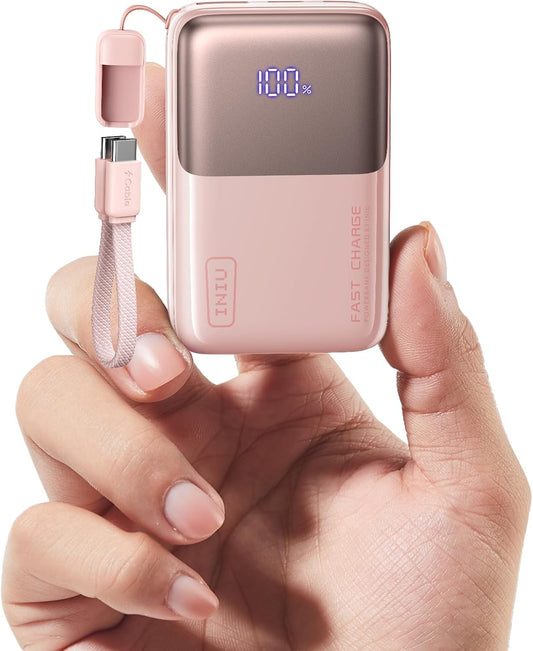 INIU Pocket Size Portable Charger, Ultra Small 10000mAh 45W PD Power Bank, USB C in&Out Fast Charging Battery Pack, Travel Essentials Powerbank for iPhone 16/15 Pro Max, iPad Air, Samsung S22 S27 etc