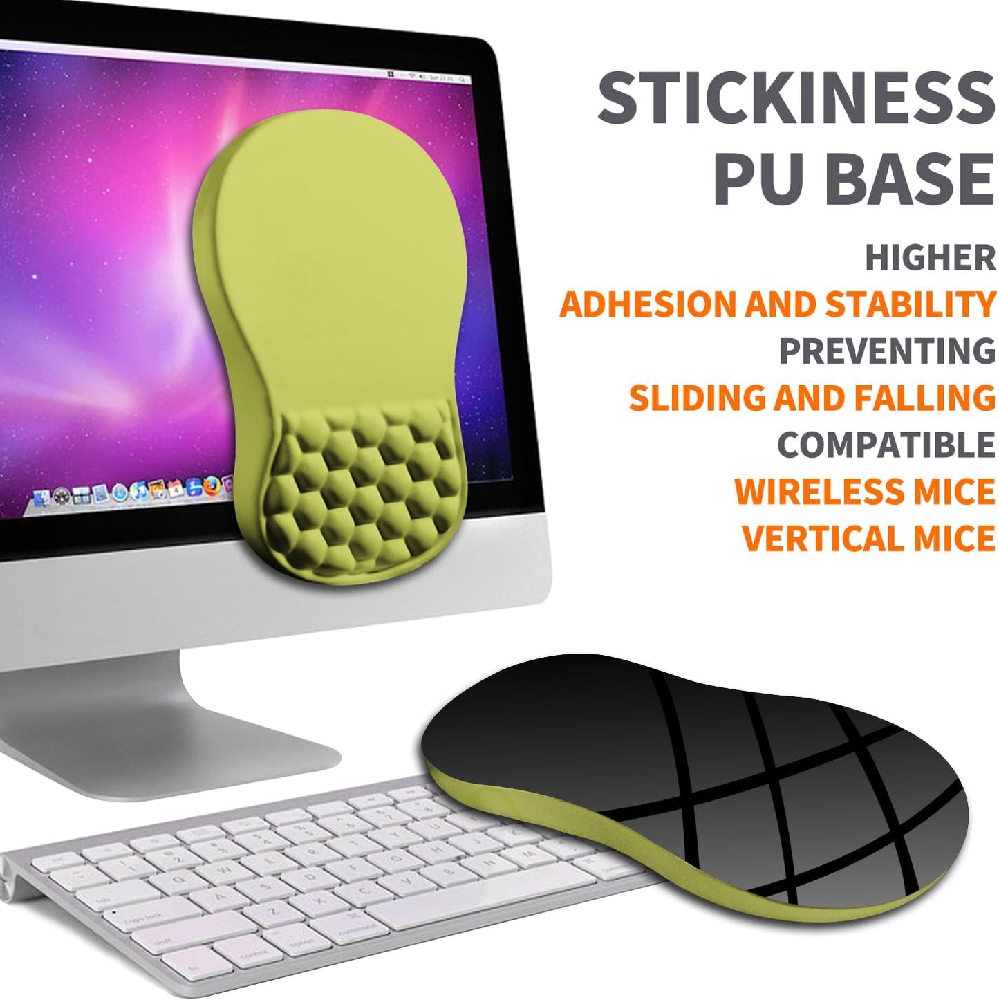 Ergonomic Joint Wrist Support Mouse Pad with Memory Foam Cushion Massage Bump, Carpal Tunnel Pain Relief Mousepad Slope Design for Wrist Rest, 11.8x7.9 in, Khaki Green