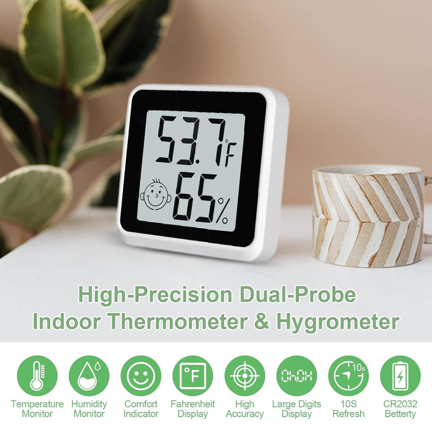Indoor Humidity Meter Hygrometer 4Pack, Room Thermometer for Accurate Room Temperature Monitor, Digital Hygrometer with Indoor Thermometer for Home, Baby Nursery, and Humidity Sensor Enhanced Comfort