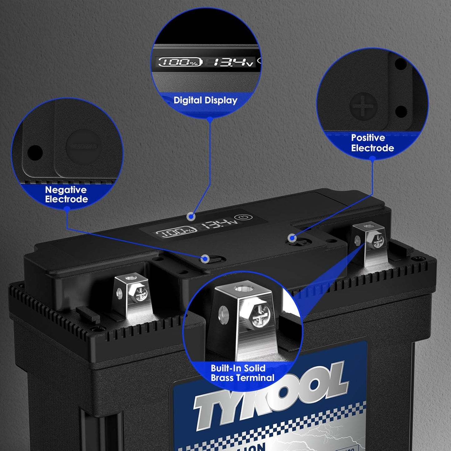 51913/51814 LiFePO4 Lithium Motorcycle Battery, 420CCA,Digital Readout, Fits for BMW motorcycle,R1200RT, K1200LT, R80GS; Champion Generator, Dual Fuel Generator, Lawn Mower Battery