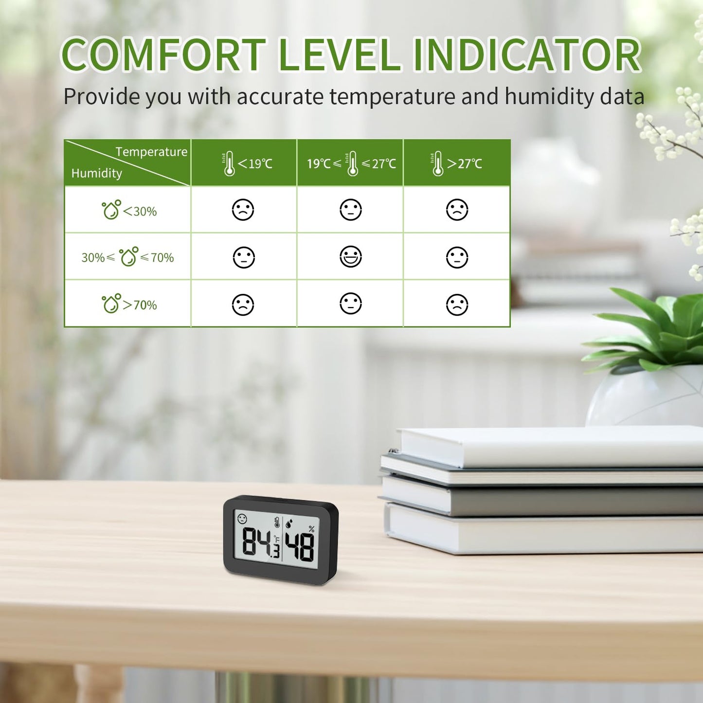 DOOMAY Mini Hygrometer Indoor Thermometer, Digital Humidity Gauge with Celsius Fahrenheit Switch Button,Humidity Meter Temperature Monitor for Babyroom Cellar Reptile Incubator Closet,2-Pack,Black