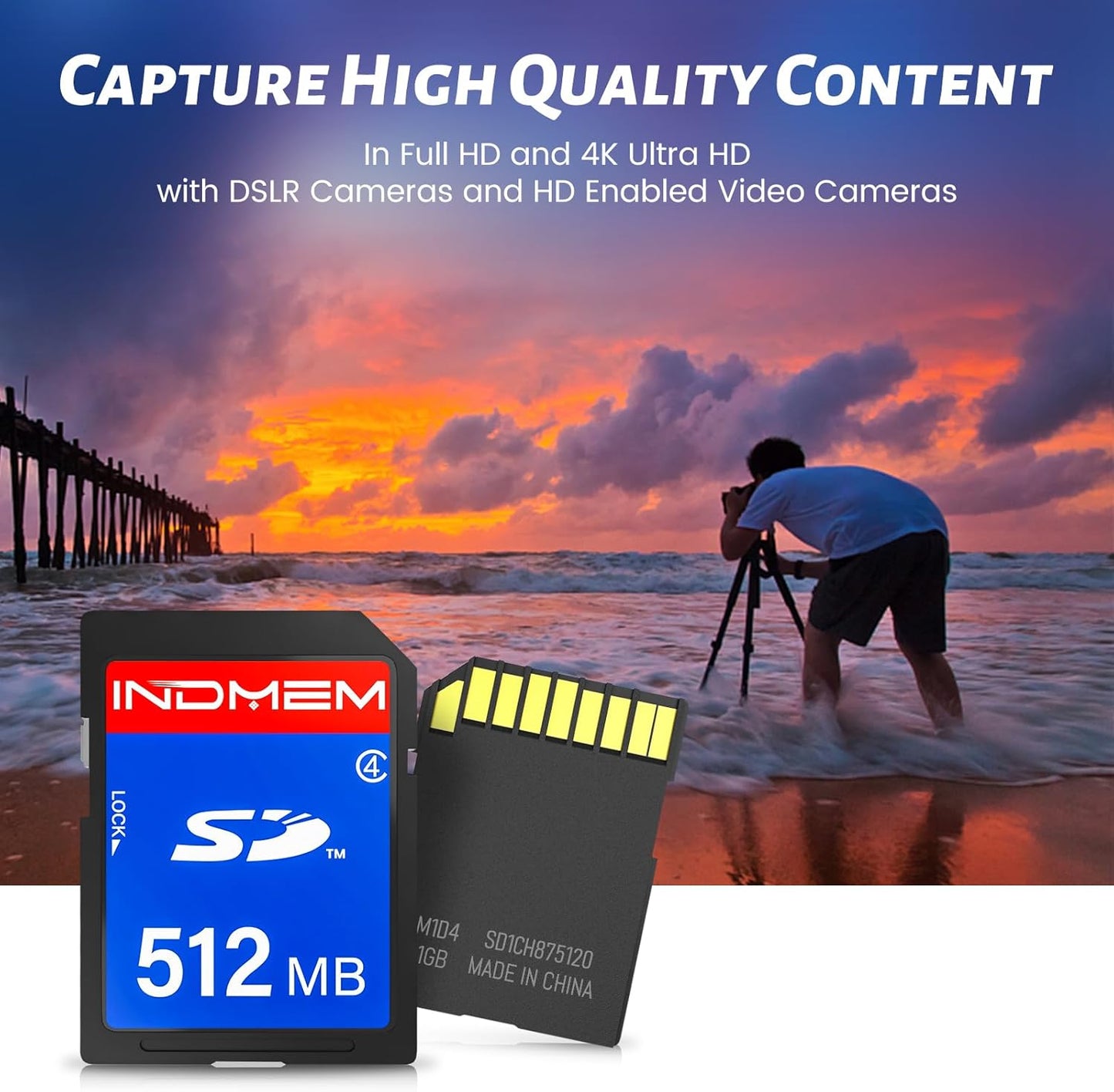 INDMEM SD Card 512MB, 10 Packs Class 4 512MB Flash Memory Card MLC Standard Secure Digital Cards Camera Cards